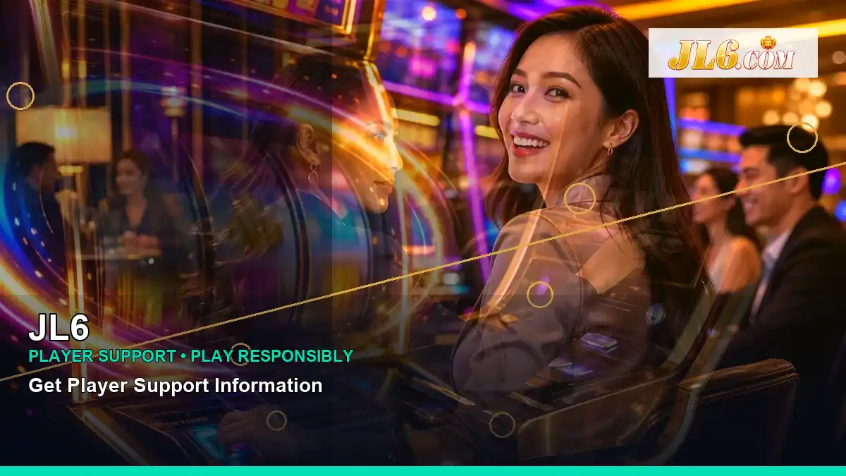 JL6 lounge VIP casino rewards featuring an adult Filipina casino host with a left-diagonal composition