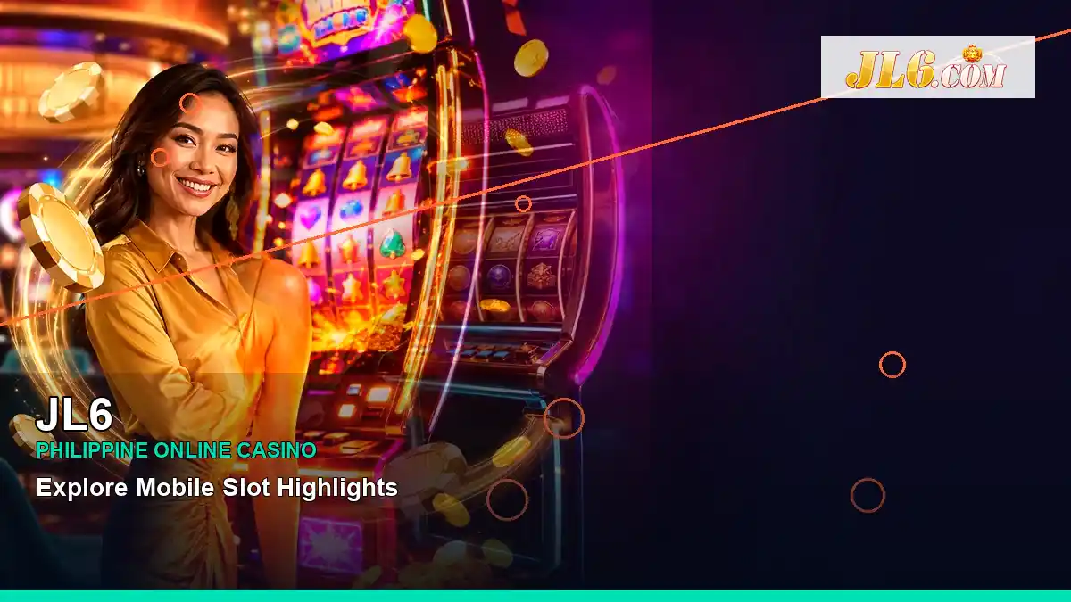 JL6 reels casino bonus games featuring an adult Filipina casino host with a left-framed composition