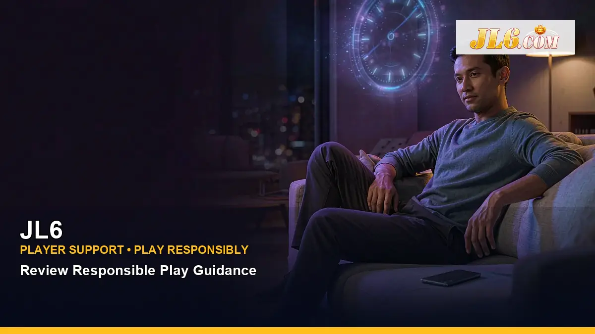JL6 high-energy play responsible gaming guide in a clock hologram layout for Philippine players